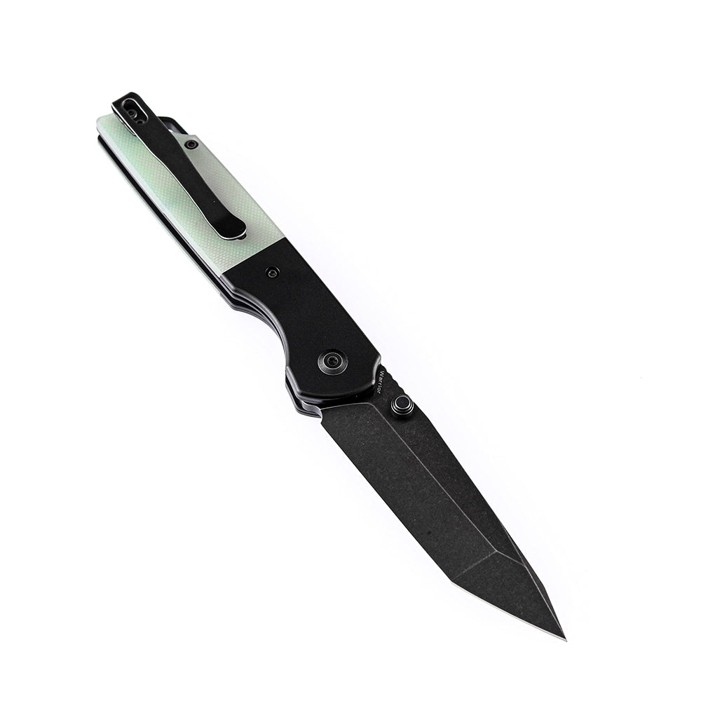 Kansept Warrior T1005T4 open position showing D2 tanto blade