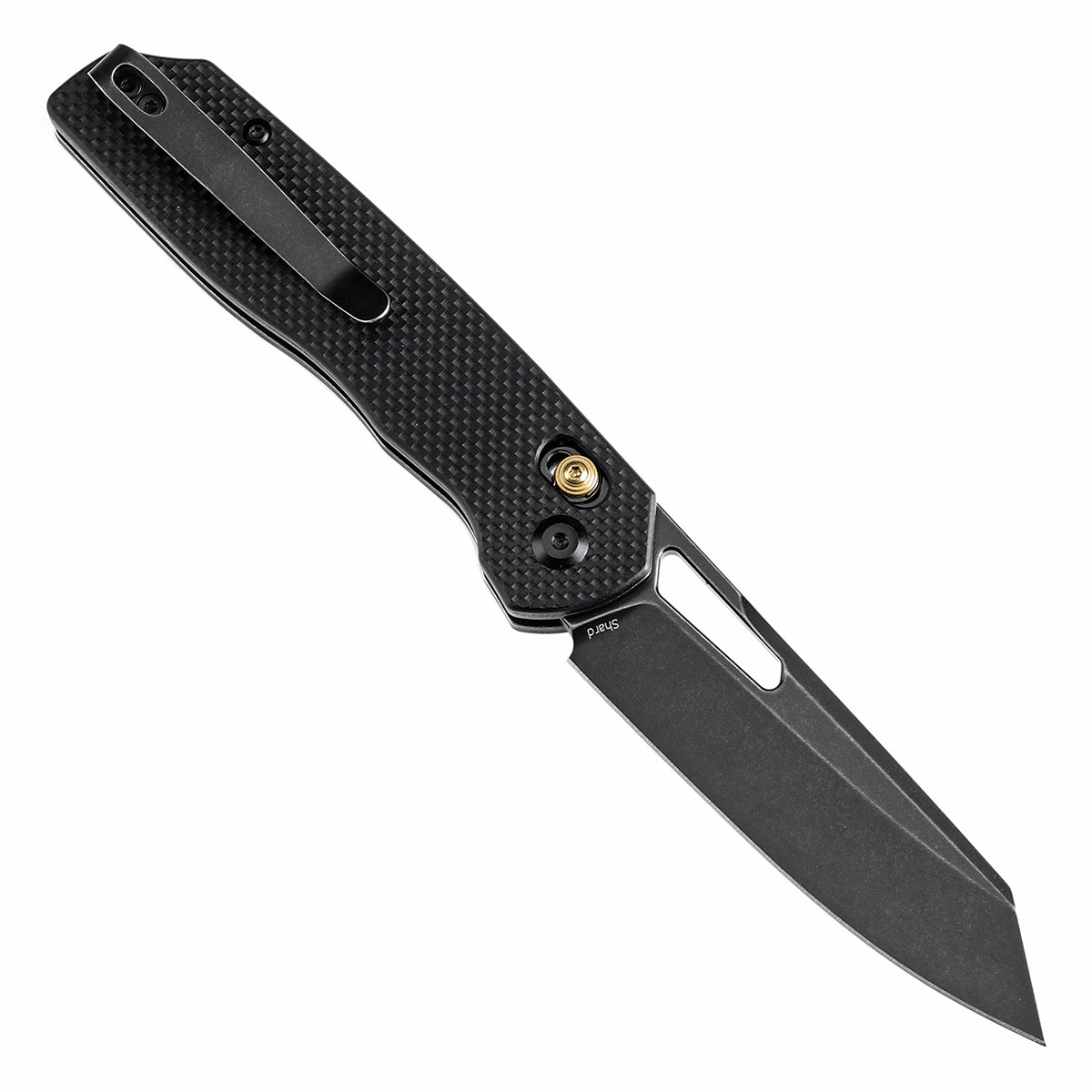 Tenable Shard T1006V1 open position showing 14C28N reverse tanto blade