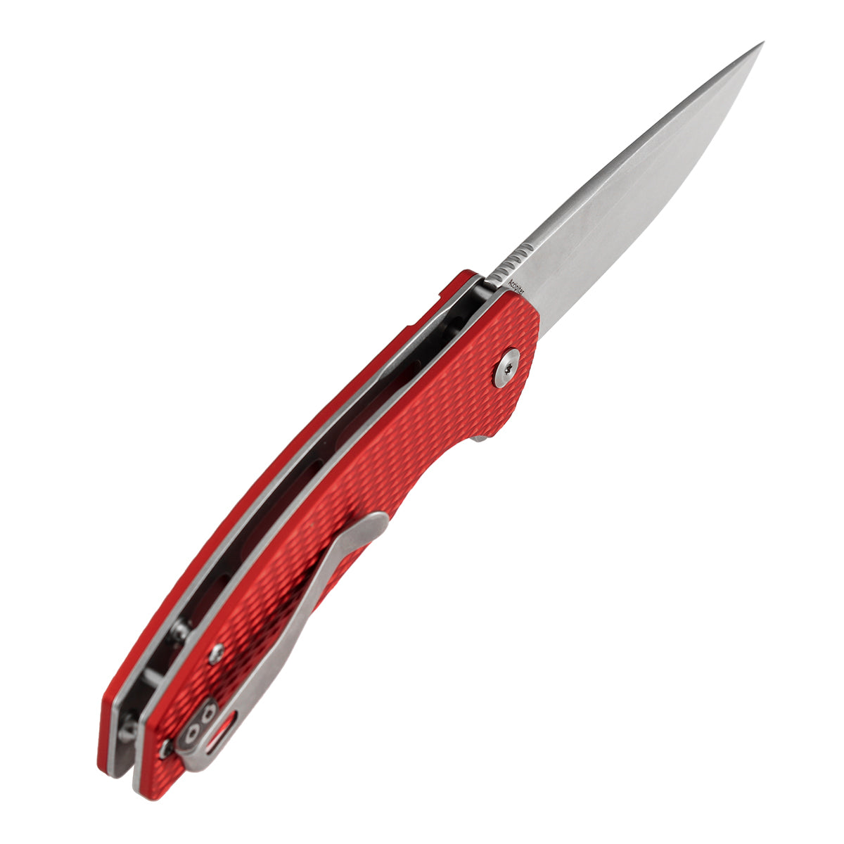 Kansept Accipiter T1007F3 blade detail – stonewashed 14C28N drop point