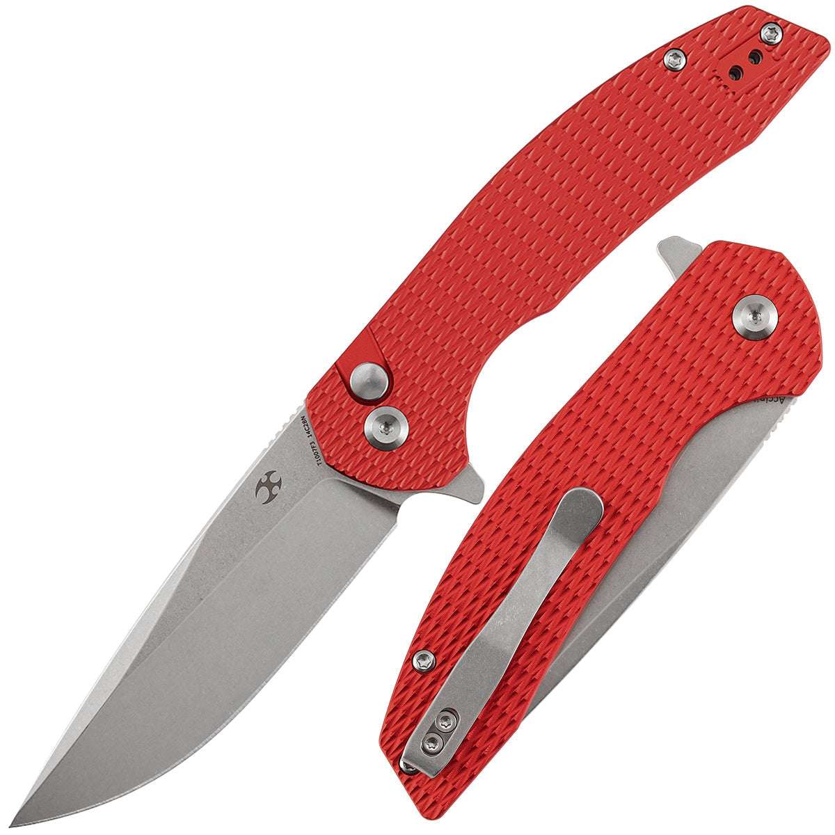 Kansept Accipiter T1007F3 front view – 3.53" stonewashed 14C28N drop point folding knife