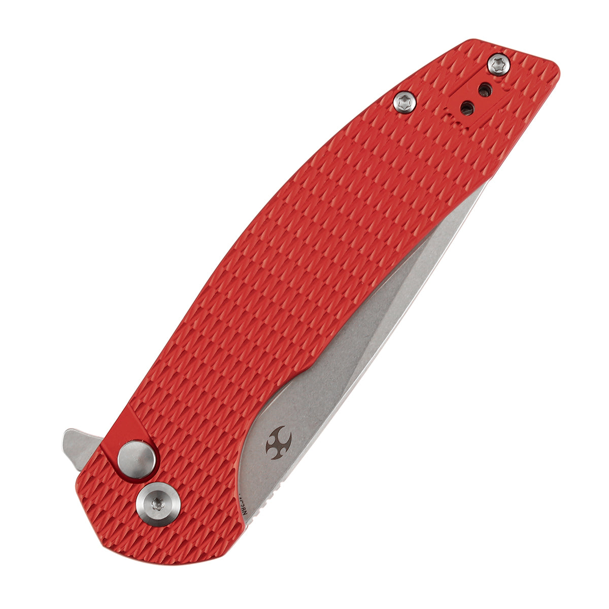 Kansept Accipiter T1007F3 red anodized aluminum diamond texture handle scales