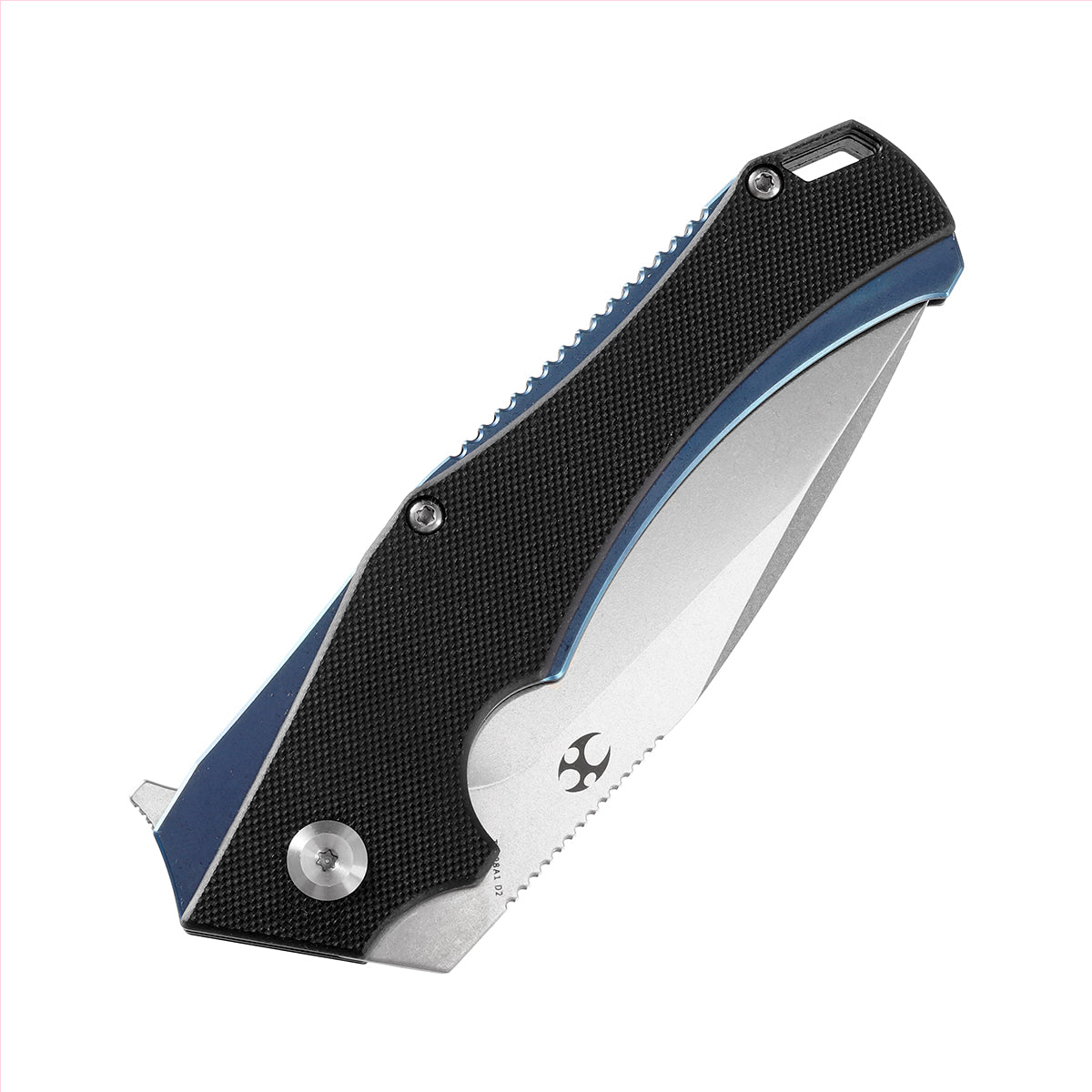 Kansept Hellx T1008A1 blade detail – Stonewashed D2 drop point