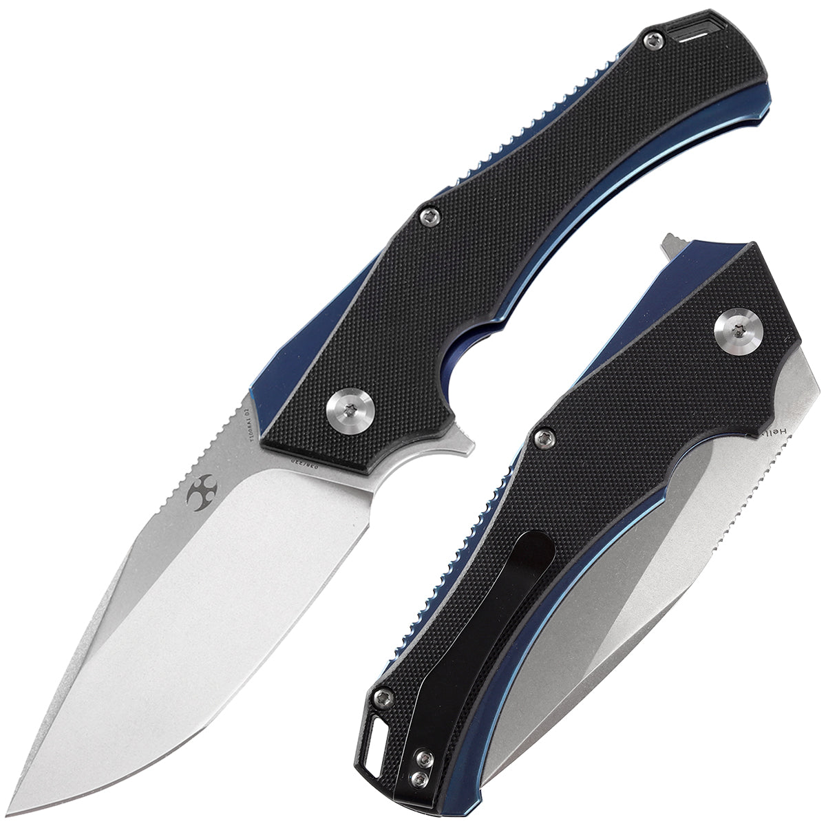 Kansept Hellx T1008A1 front view – 3.60" Stonewashed D2 drop point folding knife