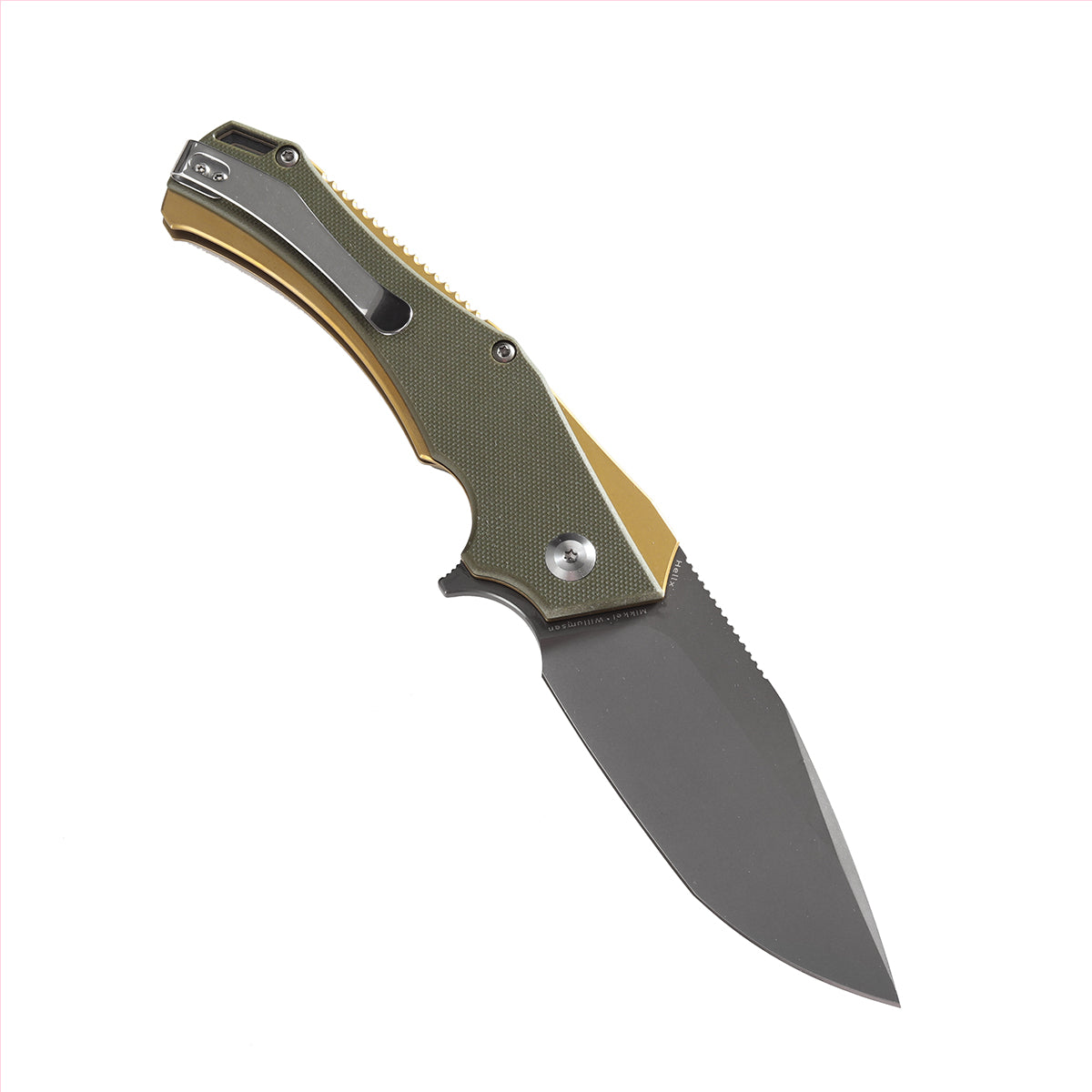 Kansept Hellx T1008A2 open position showing D2 drop point blade