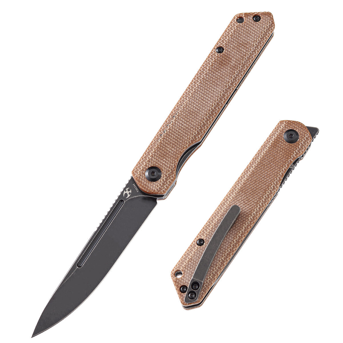 Kansept Prickle T1012A5 front view – 3.53" Black TiCN-coated 154CM drop point folding knife