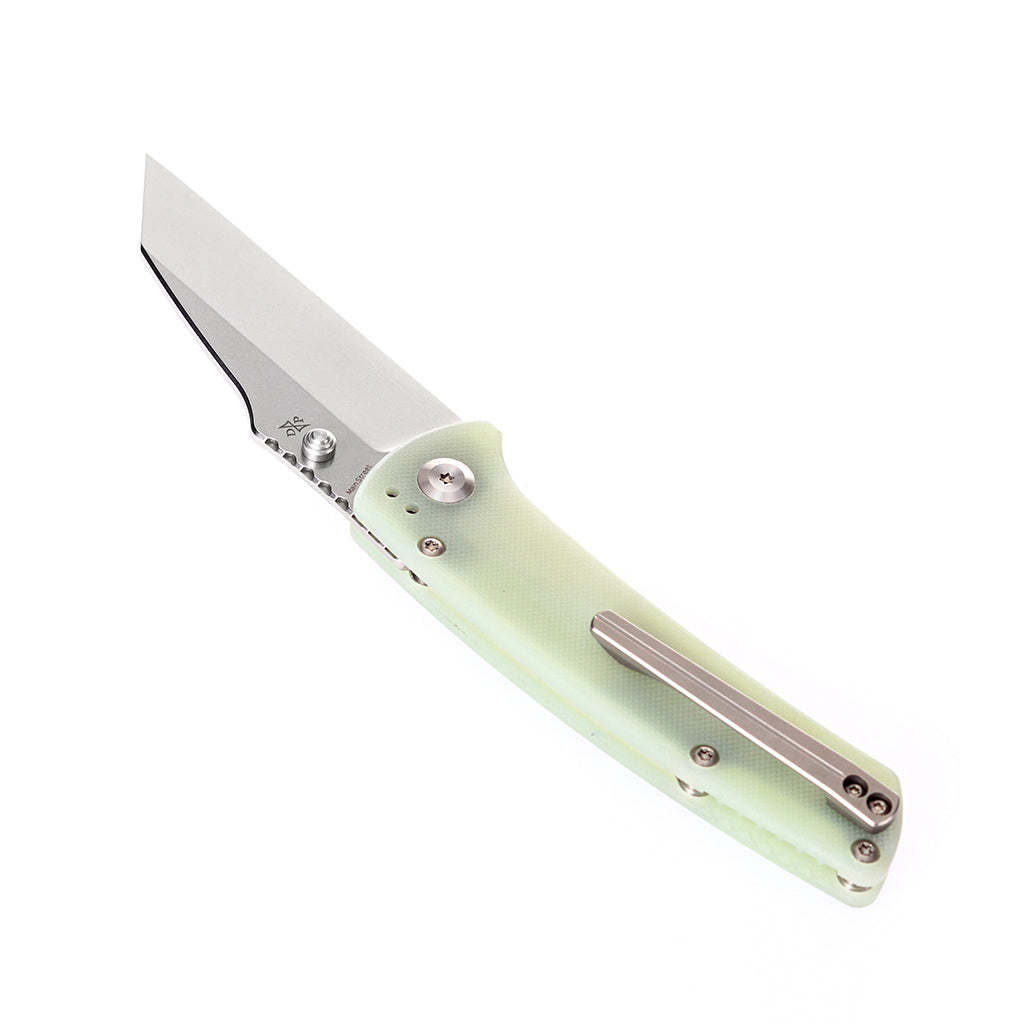 Kansept Main Street T1015B1 blade detail – stonewashed 154CM reverse tanto