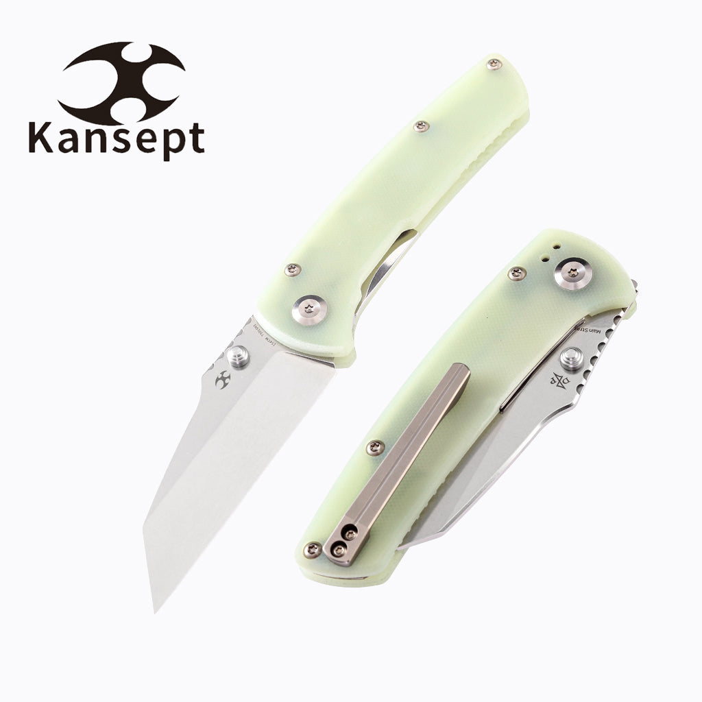 Kansept Main Street T1015B1 front view – 3.36" stonewashed 154CM reverse tanto folding knife