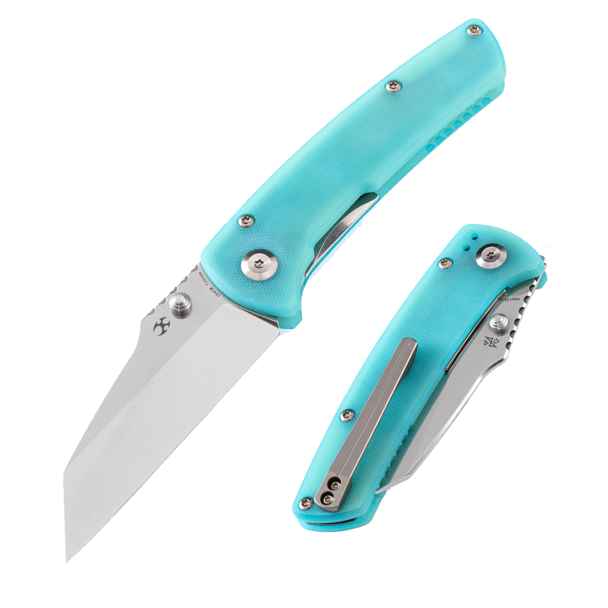Kansept Main Street T1015B4 front view – 3.36" stonewashed 154CM wharncliffe folding knife
