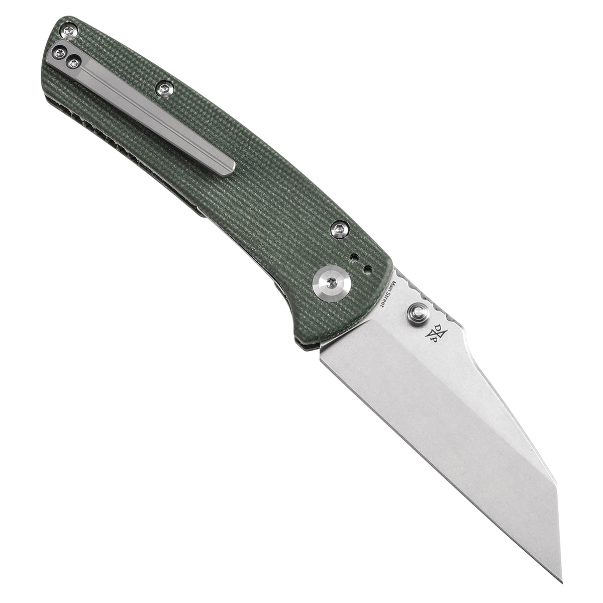Kansept Main Street T1015E2 open position showing 154CM Wharncliffe blade