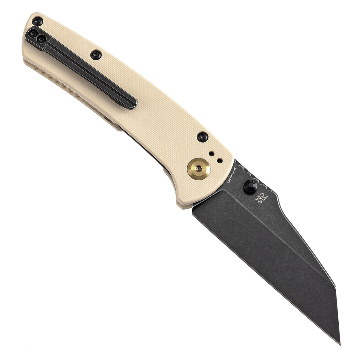 Kansept Main Street T1015E3 open position showing 154CM Wharncliffe blade