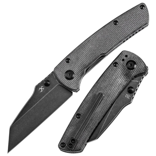 Kansept Main Street T1015E4 front view – 3.36" blackwash 154CM Wharncliffe folding knife
