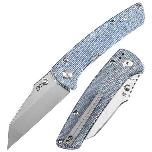 Kansept Main Street T1015E5 front view – 3.36" stonewashed 154CM Wharncliffe folding knife