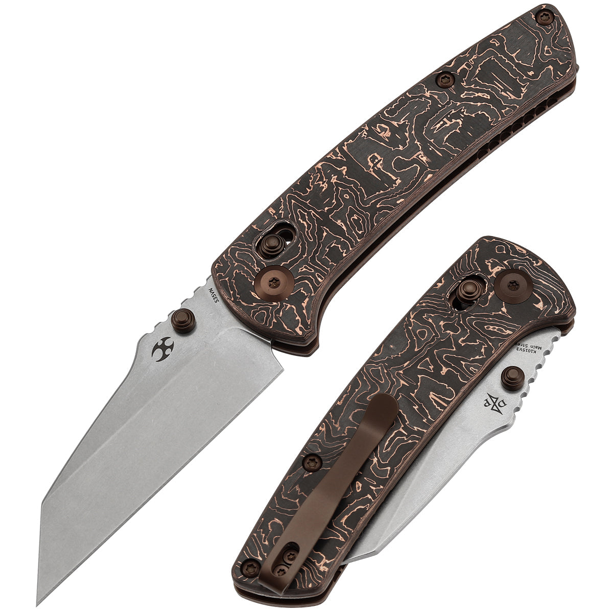 Kansept Main Street T1015V3 front view – 3.36" stonewashed CPM S35VN Wharncliffe folding knife