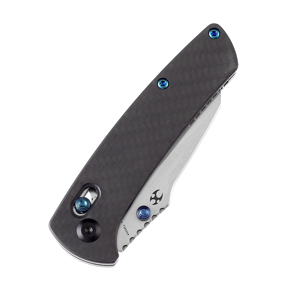 Kansept Main Street T1015V4 blade detail - stonewashed 154CM Wharncliffe