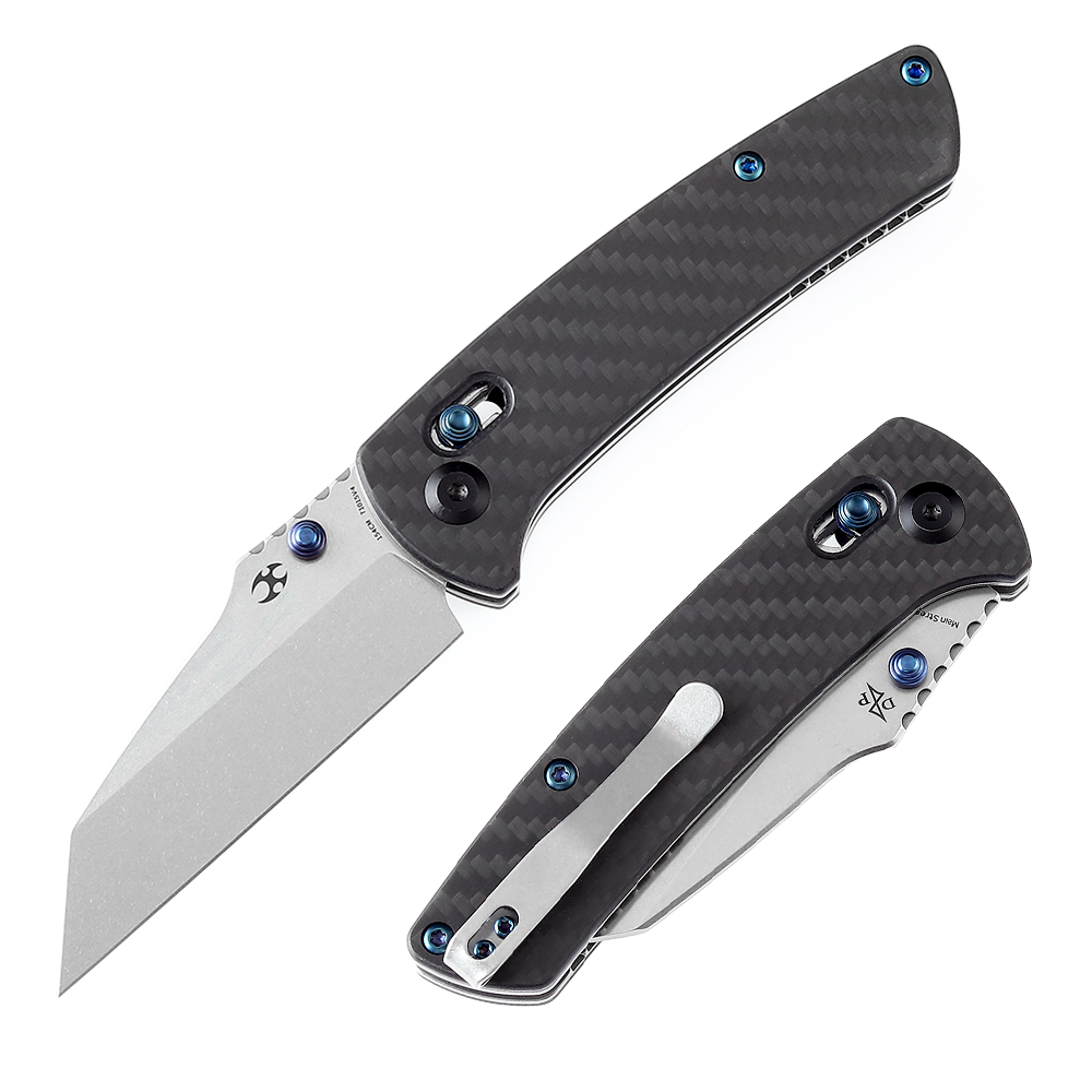 Kansept Main Street T1015V4 front view - 3.36" stonewashed 154CM Wharncliffe folding knife