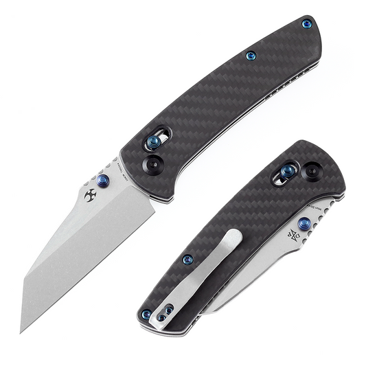 Kansept Main Street T1015V4 front view - 3.36" stonewashed 154CM Wharncliffe folding knife