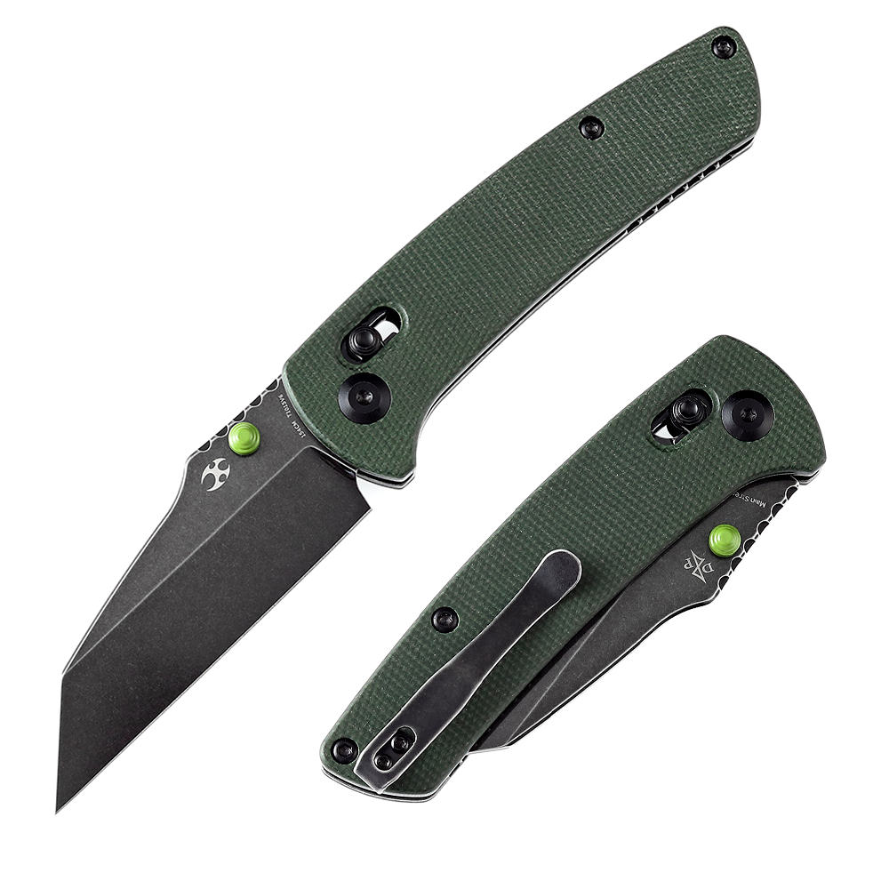 Kansept Main Street T1015V6 front view - 3.36" black stonewashed 154CM Wharncliffe folding knife