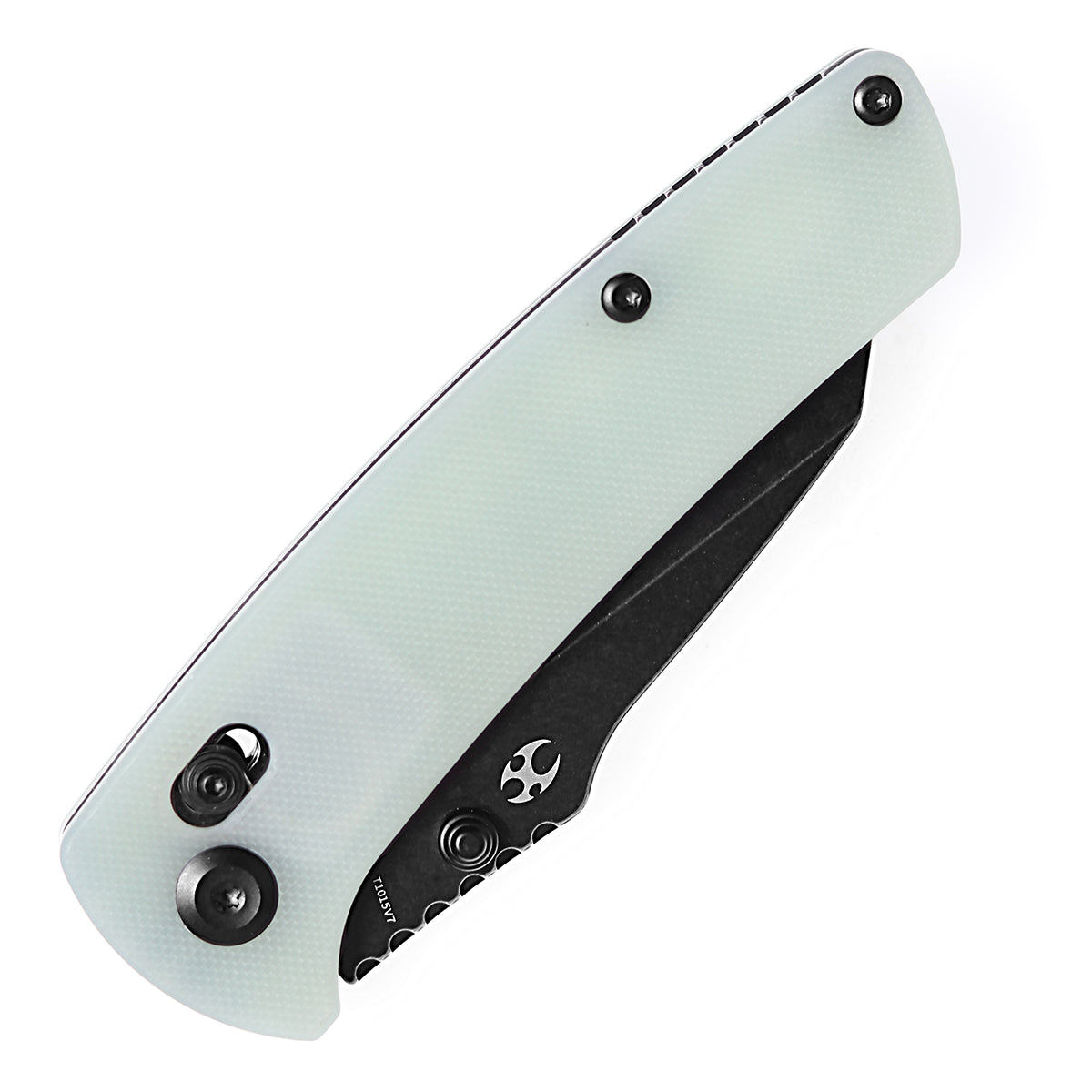 Kansept Main Street T1015V7 blade detail - stonewashed 154CM Wharncliffe