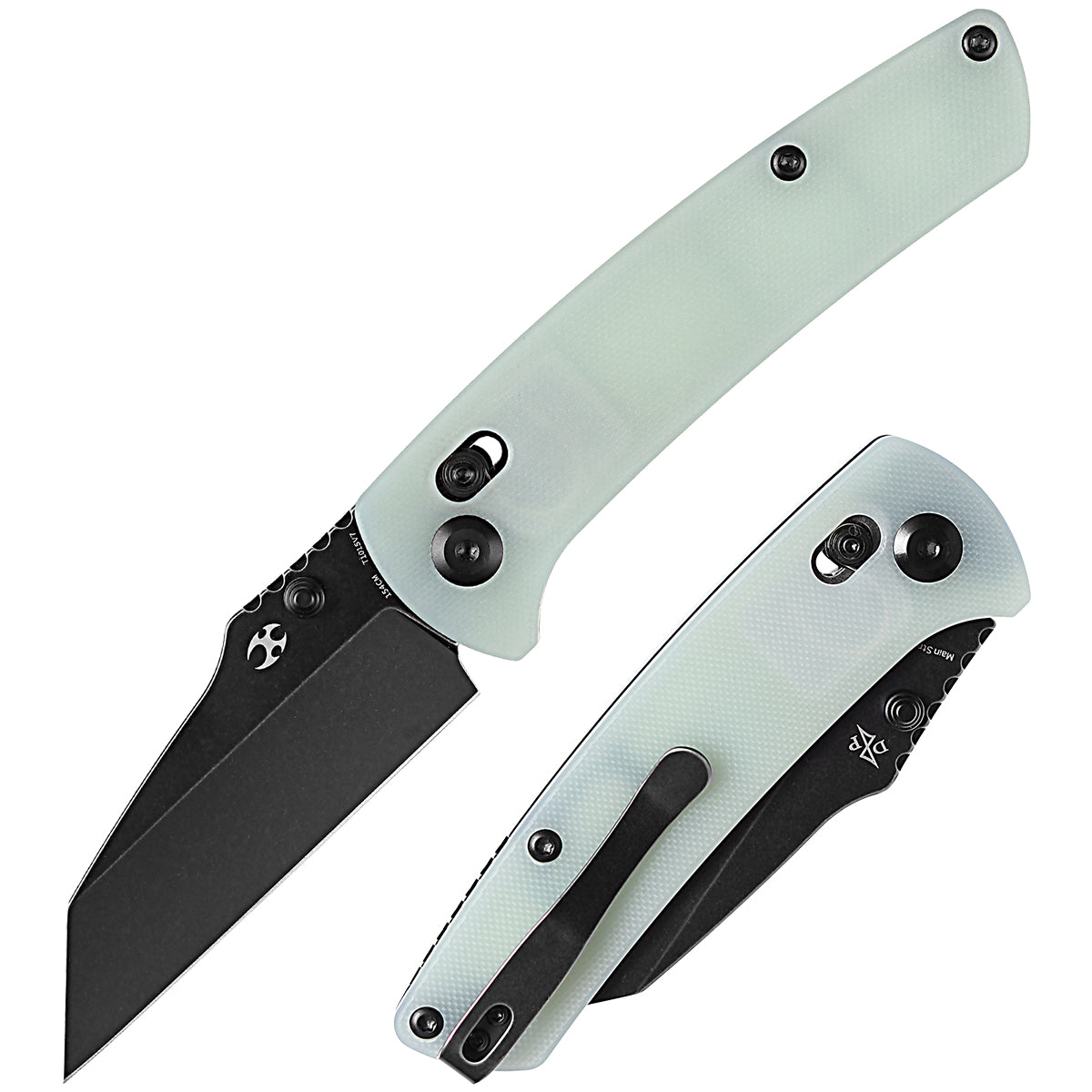 Kansept Main Street T1015V7 front view - 3.36" stonewashed 154CM Wharncliffe folding knife