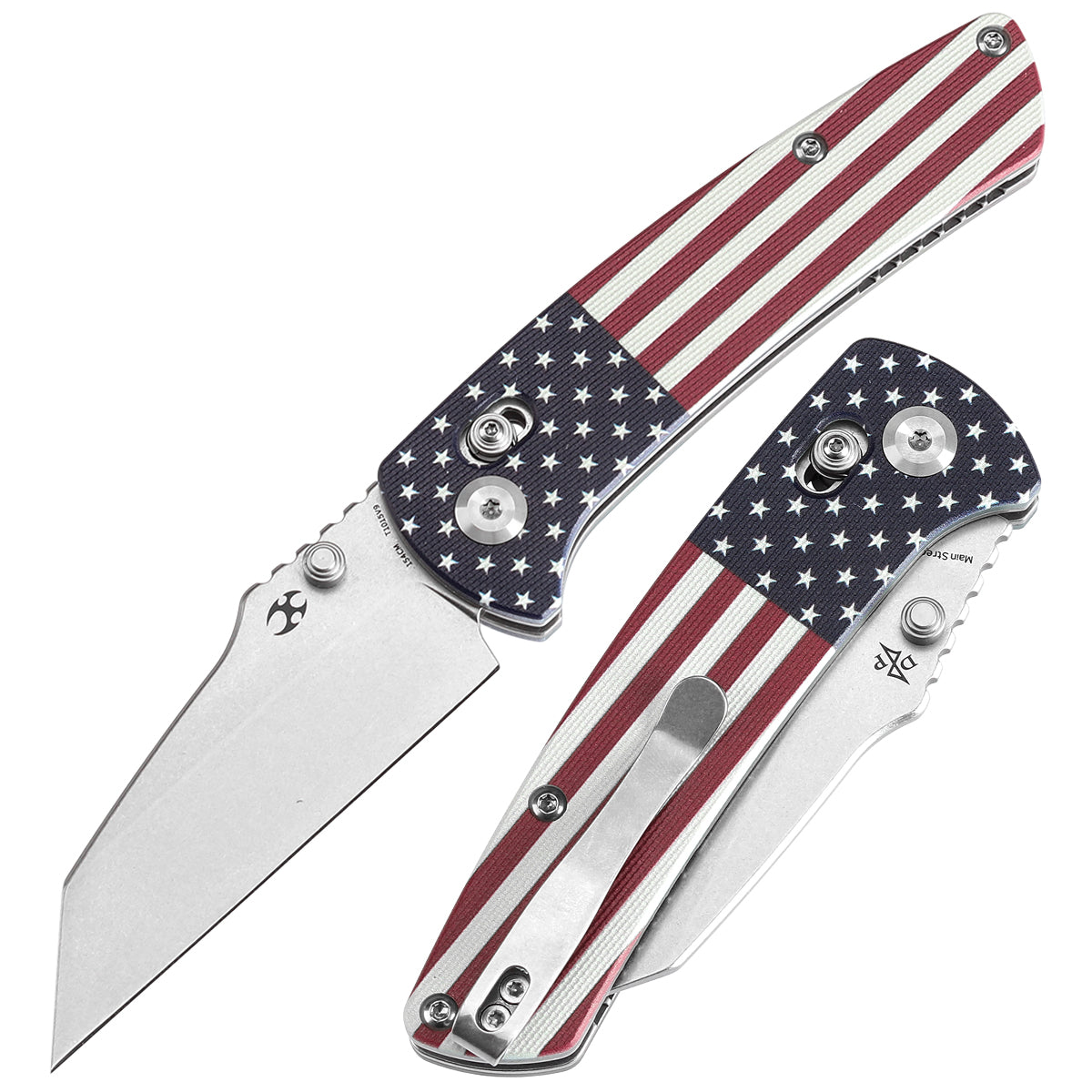 Kansept Main Street T1015V9 front view - 3.36" stonewashed 154CM Wharncliffe folding knife