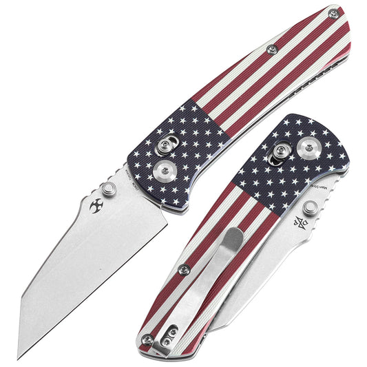 Kansept Main Street T1015V9 front view - 3.36" stonewashed 154CM Wharncliffe folding knife
