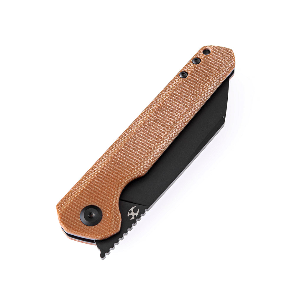 Kansept Bulldozer T1028A1 blade detail - black TiCn coated D2 drop point