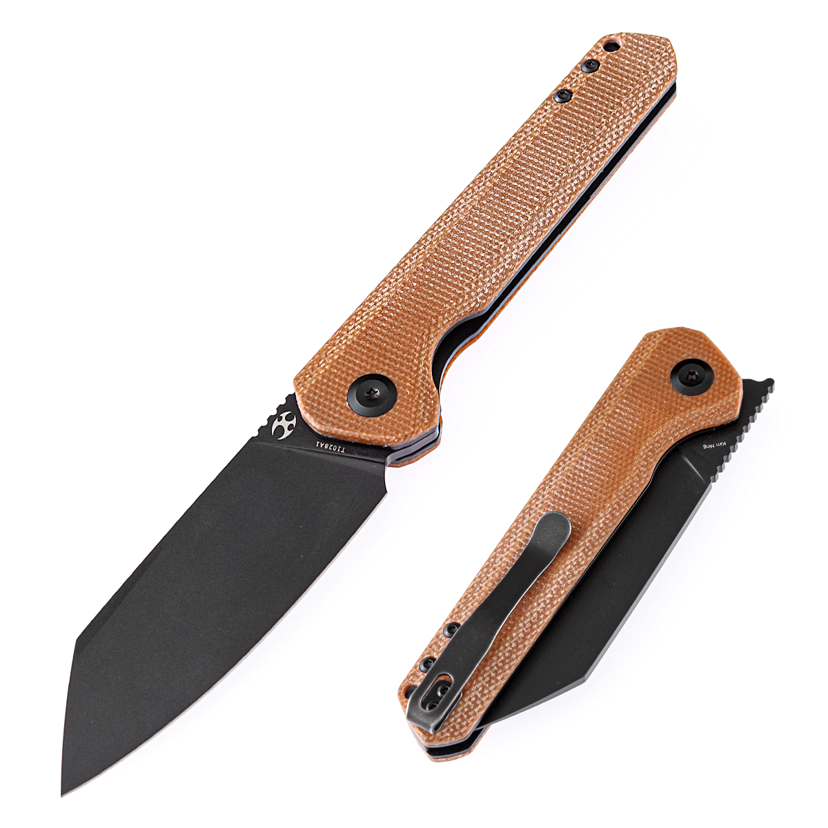 Kansept Bulldozer T1028A1 front view - 3.56" black TiCn coated D2 drop point folding knife