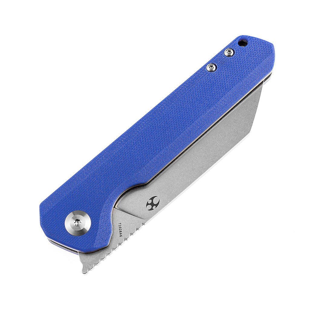 Kansept Bulldozer T1028A6 blade detail - stonewashed D2 drop point