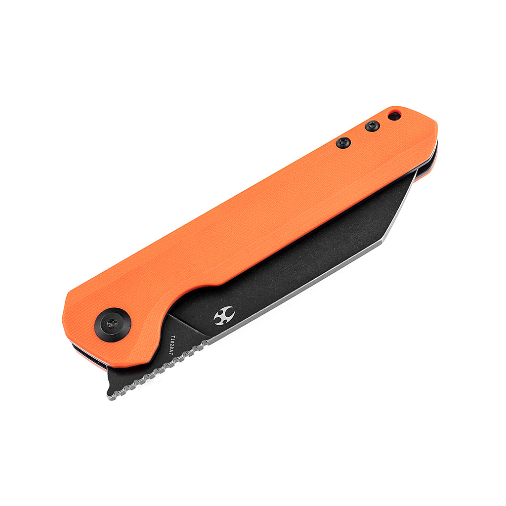 Kansept Bulldozer T1028A7 blade detail - black TiCn coated D2 drop point