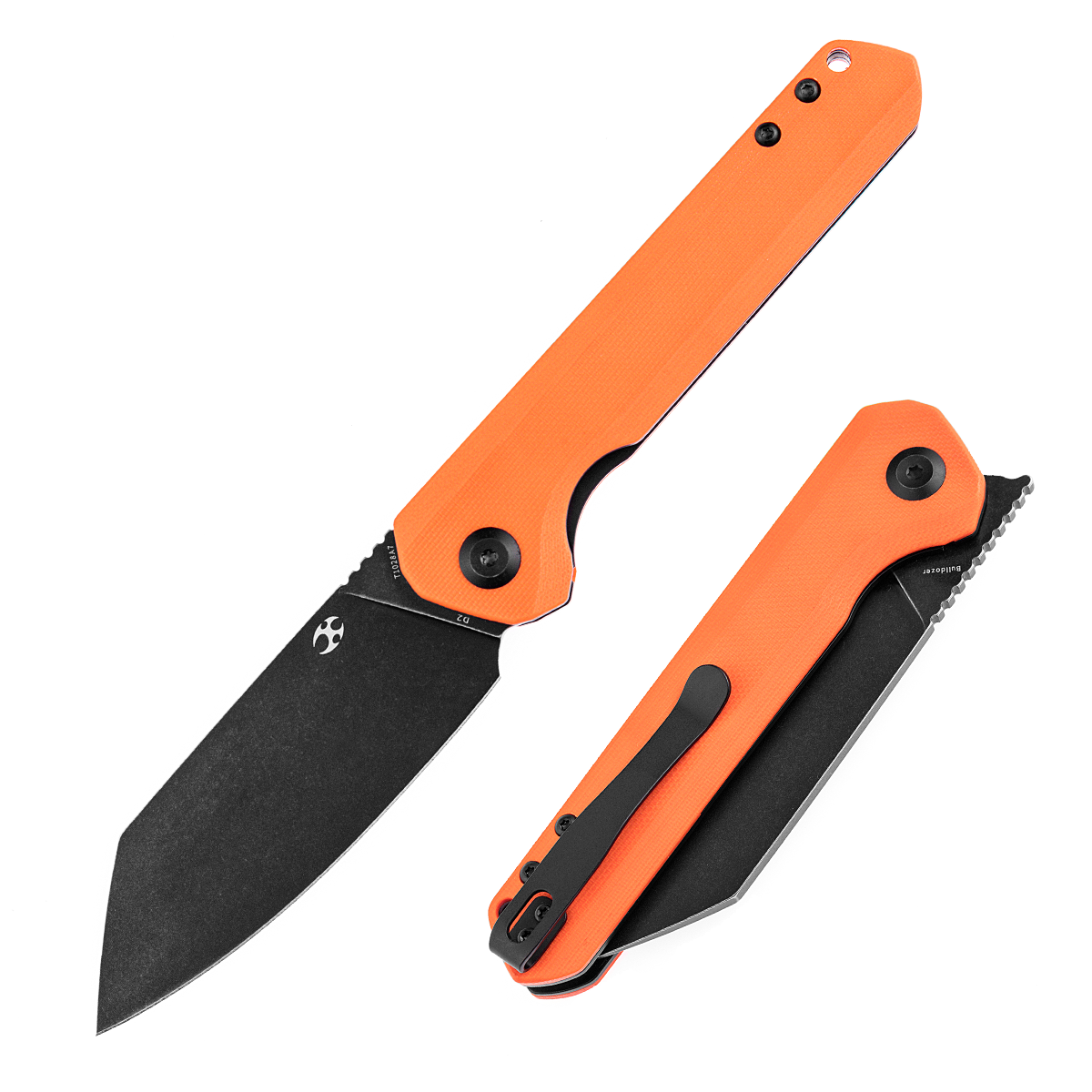 Kansept Bulldozer T1028A7 front view - 3.56" black TiCn coated D2 drop point folding knife