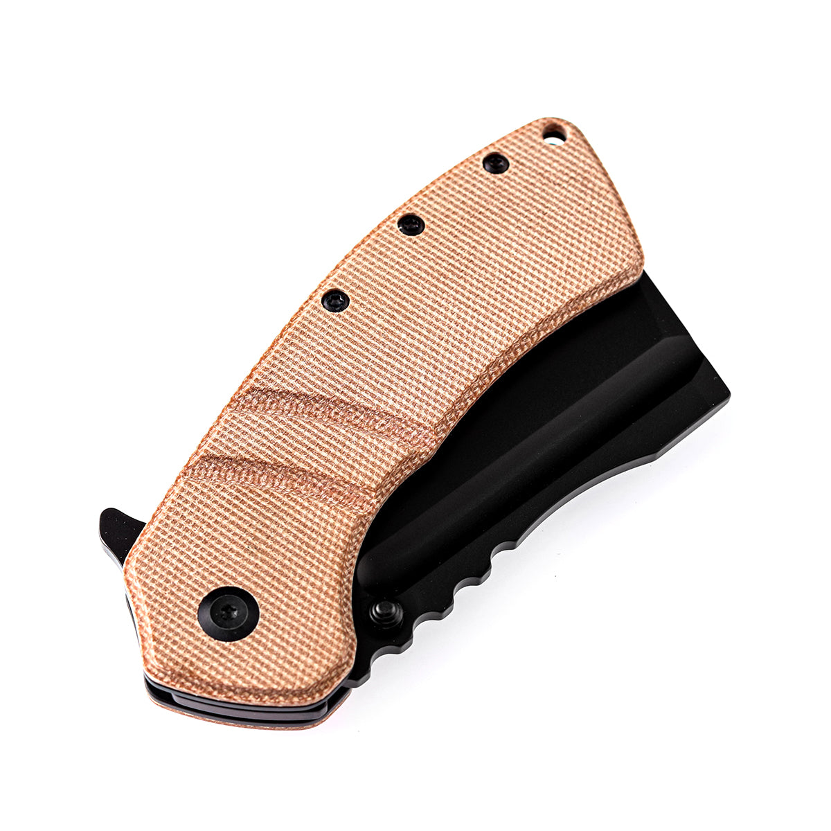 Kansept XL Korvid T1030A2 blade detail – black TiCn 154CM cleaver