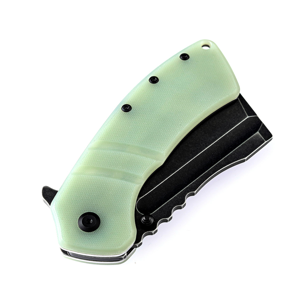 Kansept XL Korvid T1030A3 blade detail – black TiCn 154CM cleaver