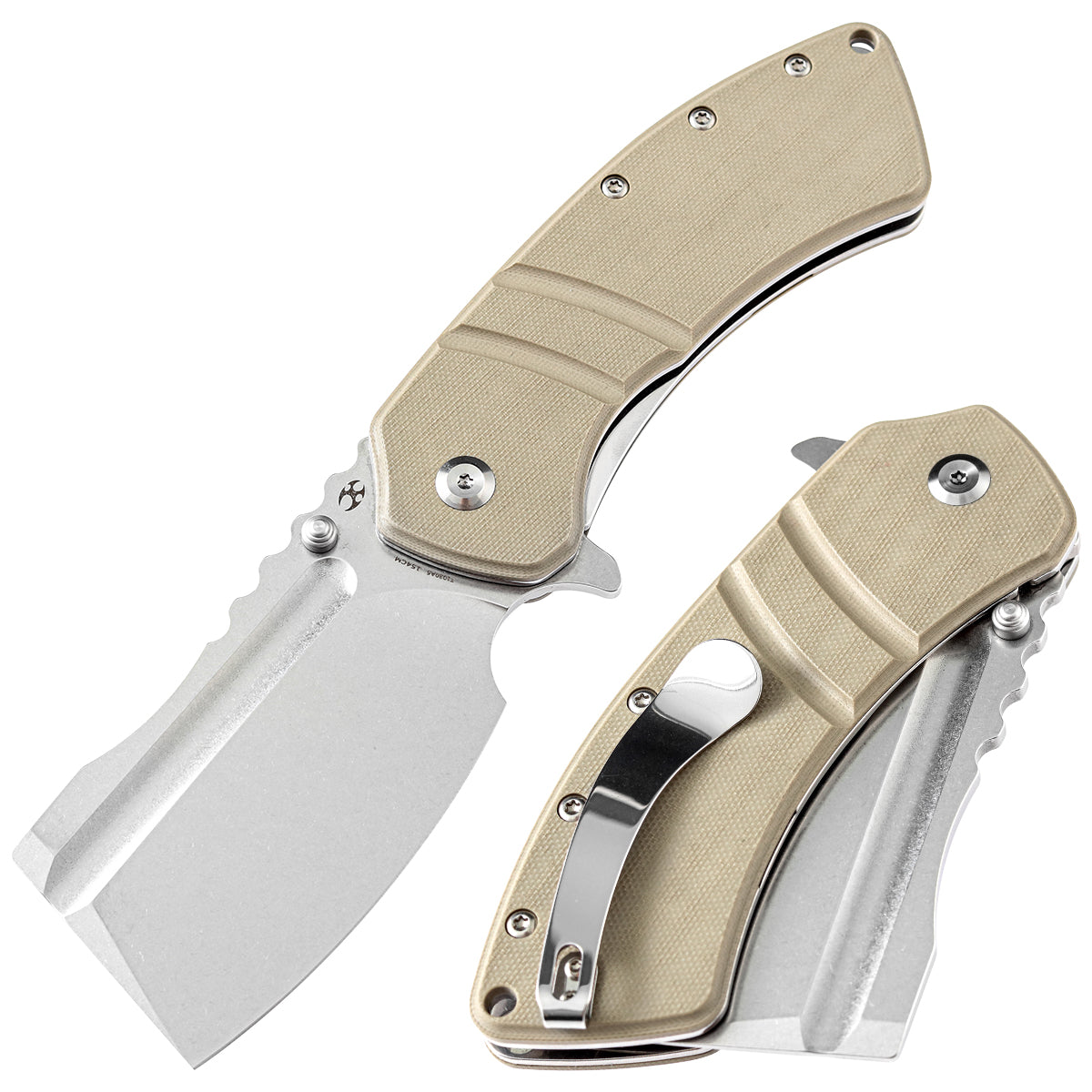 Kansept XL Korvid T1030A5 front view – 3.55" satin 154CM cleaver folding knife