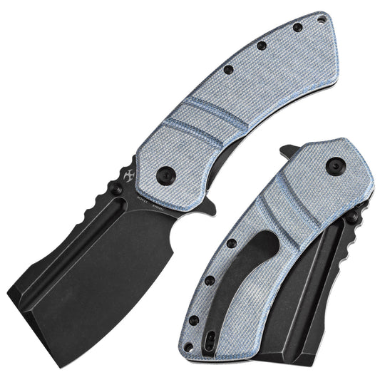 Kansept XL Korvid T1030A8 front view – 3.55" blackwash 154CM cleaver folding knife
