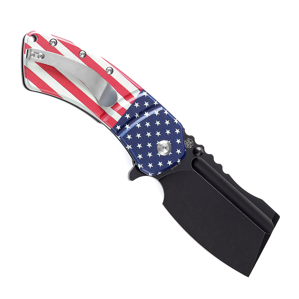 Kansept Knives XL Korvid T1030B1 open position showing 154CM cleaver blade