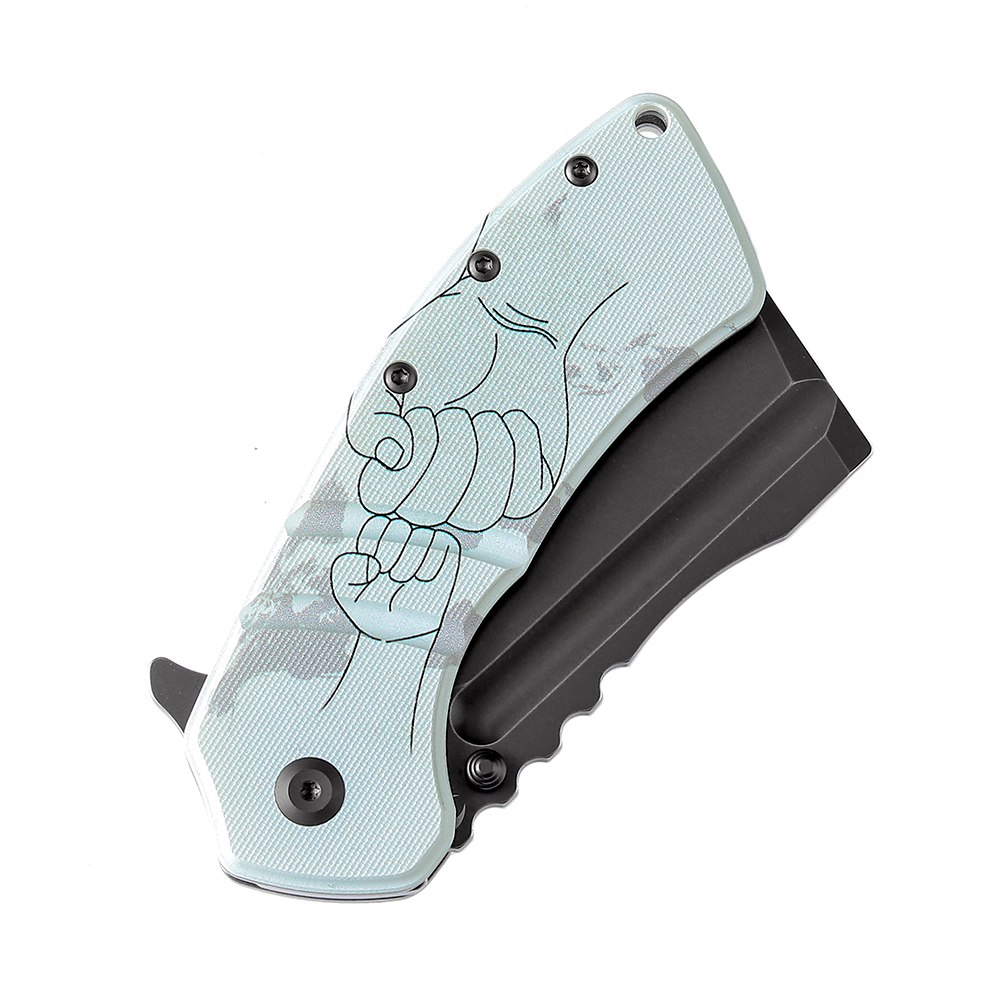 Kansept XL Korvid T1030B5 blade detail – gray anodized stonewashed 154CM cleaver
