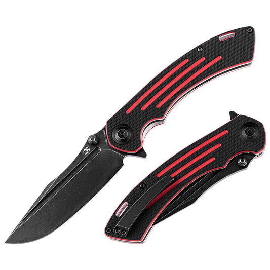 Kansept Pretatout T1032A1 front view – 3.56" black TiCn 154CM clip point folding knife