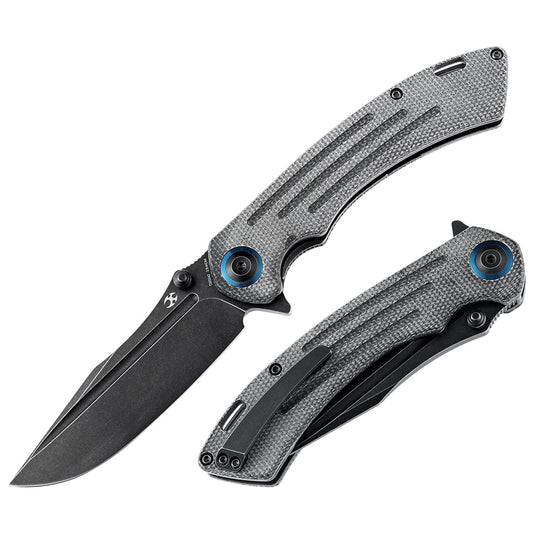 Kansept Pretatout T1032A2 front view – 3.56" black TiCn 154CM clip point folding knife