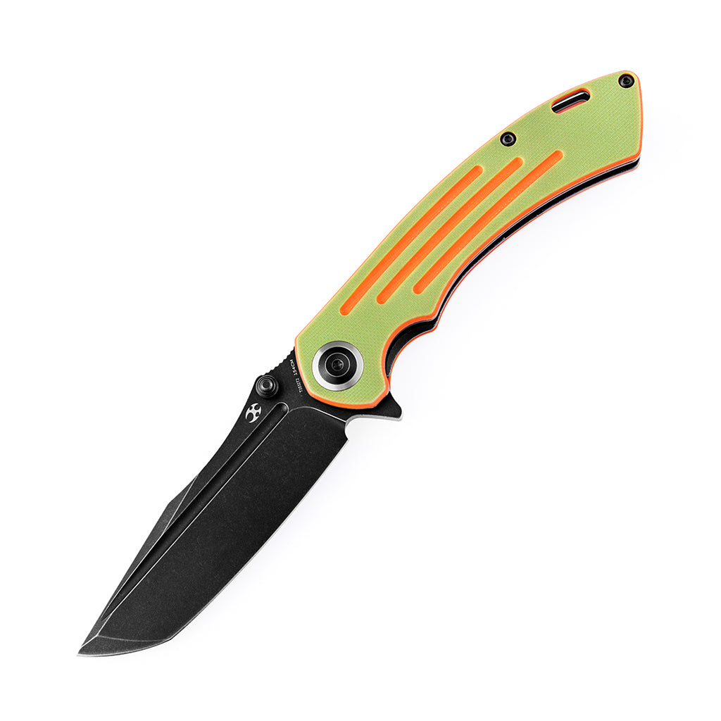 Kansept Pretatout T1032T2 front view – 3.56" stonewashed 154CM drop point folding knife