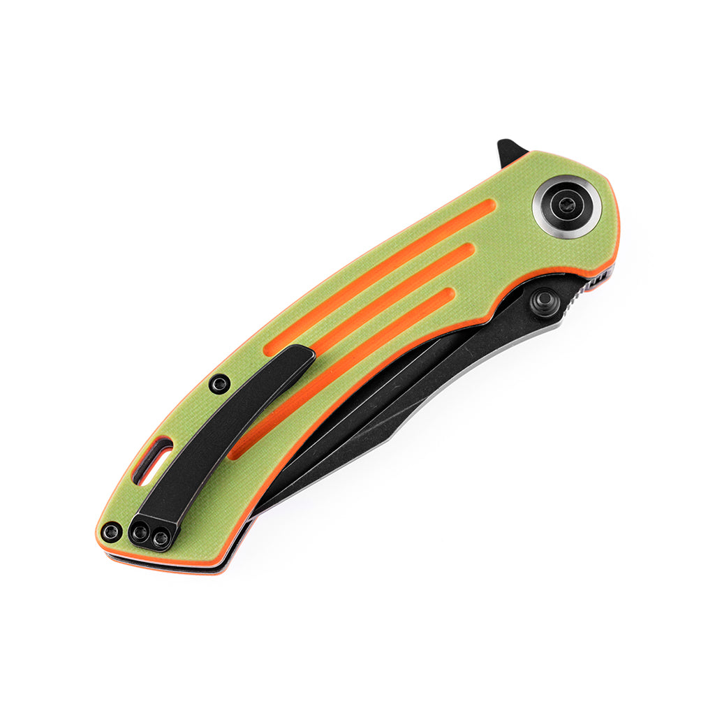 Kansept Pretatout T1032T2 green and orange G10 handle scales