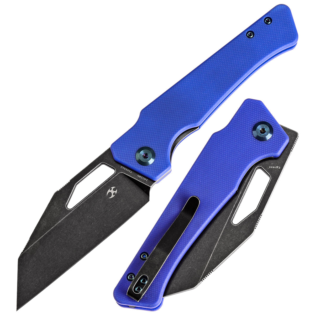 Kansept Egress T1033A2 front view – 3.47" black stonewashed 14C28N reverse tanto folding knife
