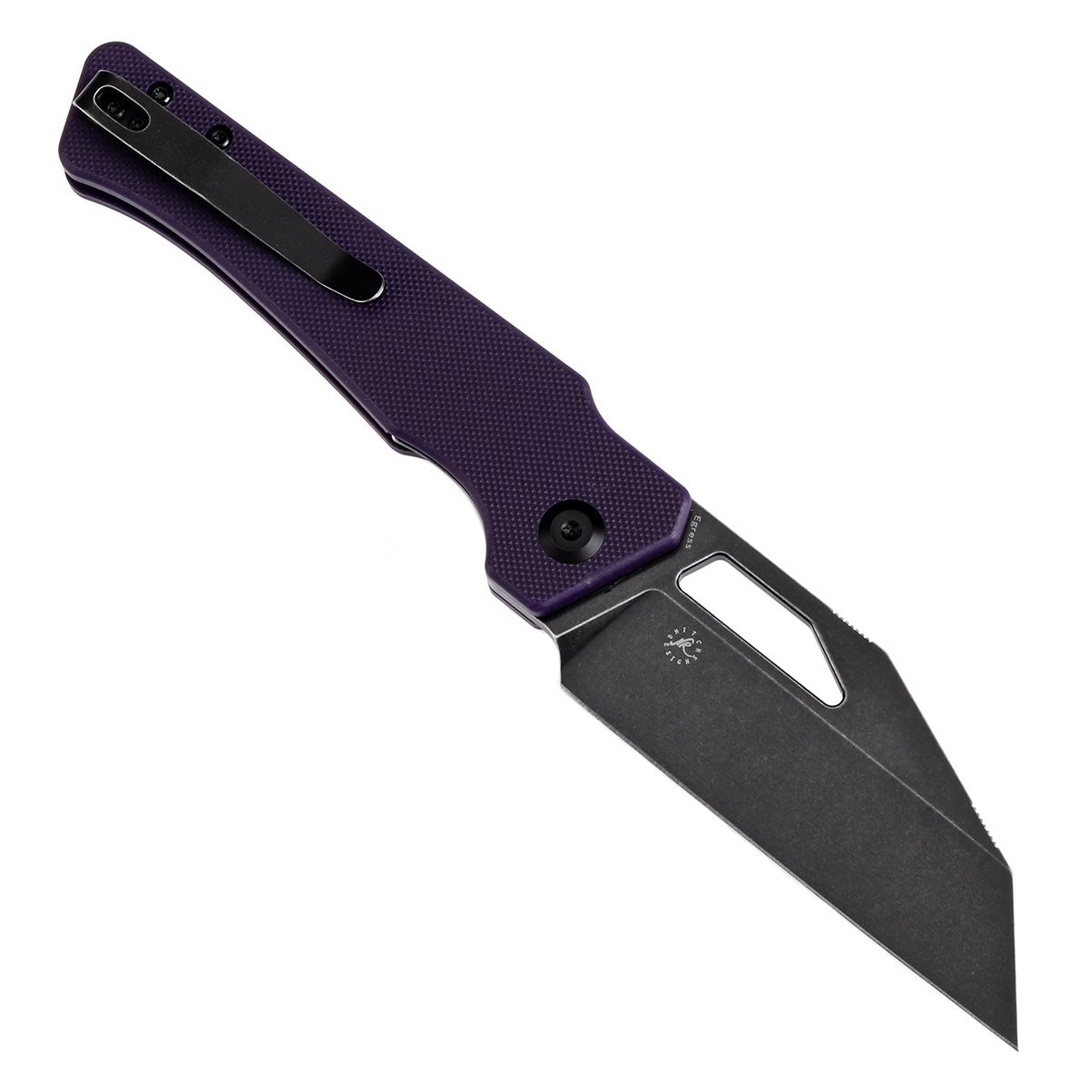 Kansept Egress T1033A3 open position showing 14C28N reverse tanto blade