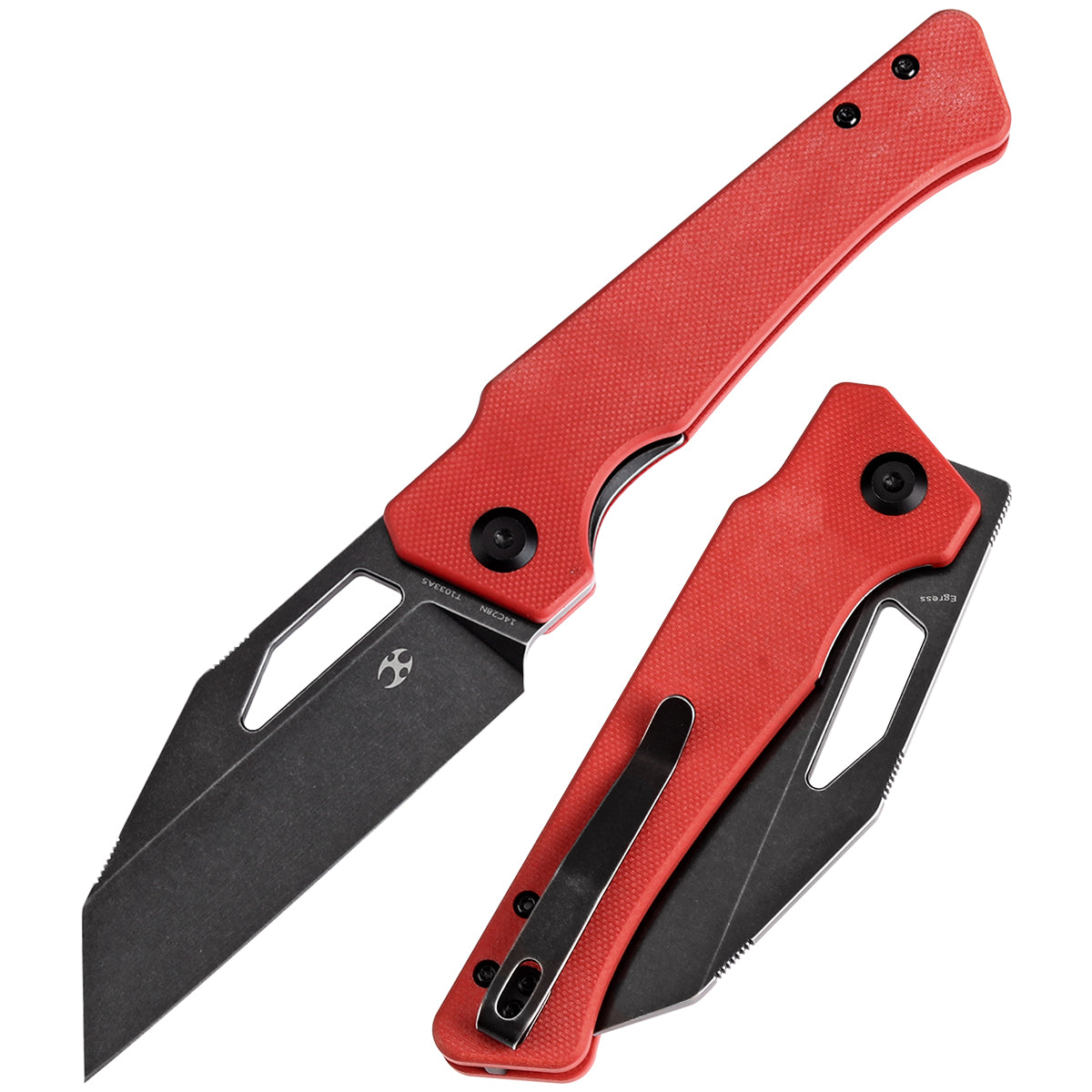 Kansept Egress T1033A5 front view – 3.47" black stonewashed 14C28N reverse tanto folding knife