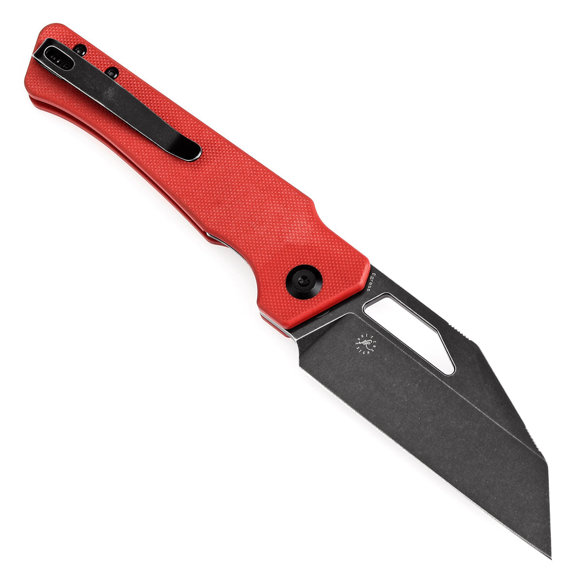 Kansept Egress T1033A5 open position showing 14C28N reverse tanto blade
