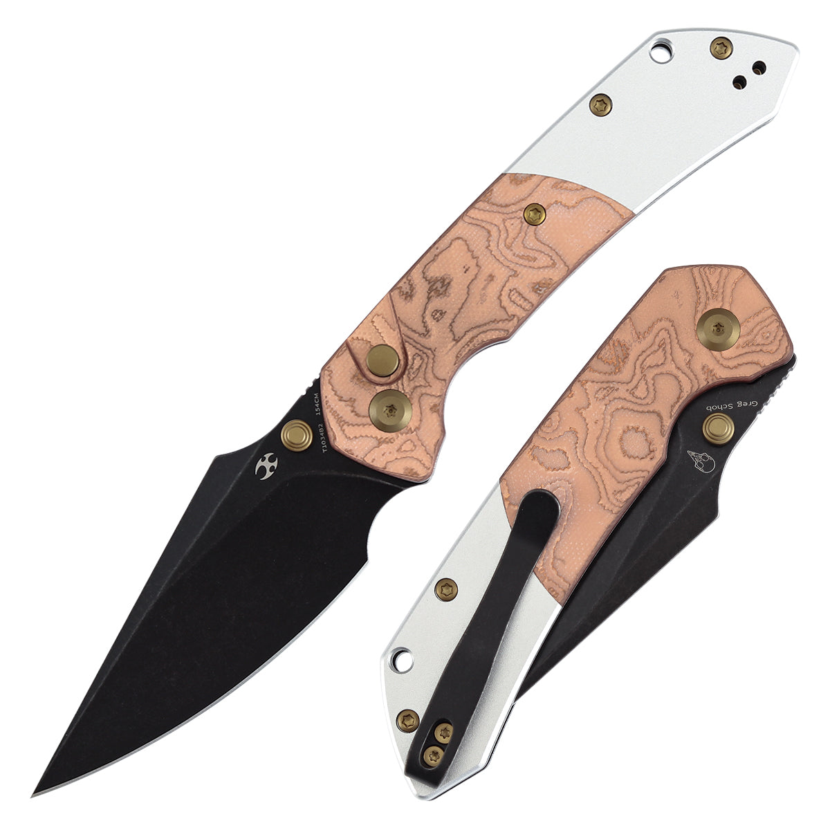 Tenable Fenrir T1034B2 front view – 3.45" Blackwash 154CM harpoon folding knife