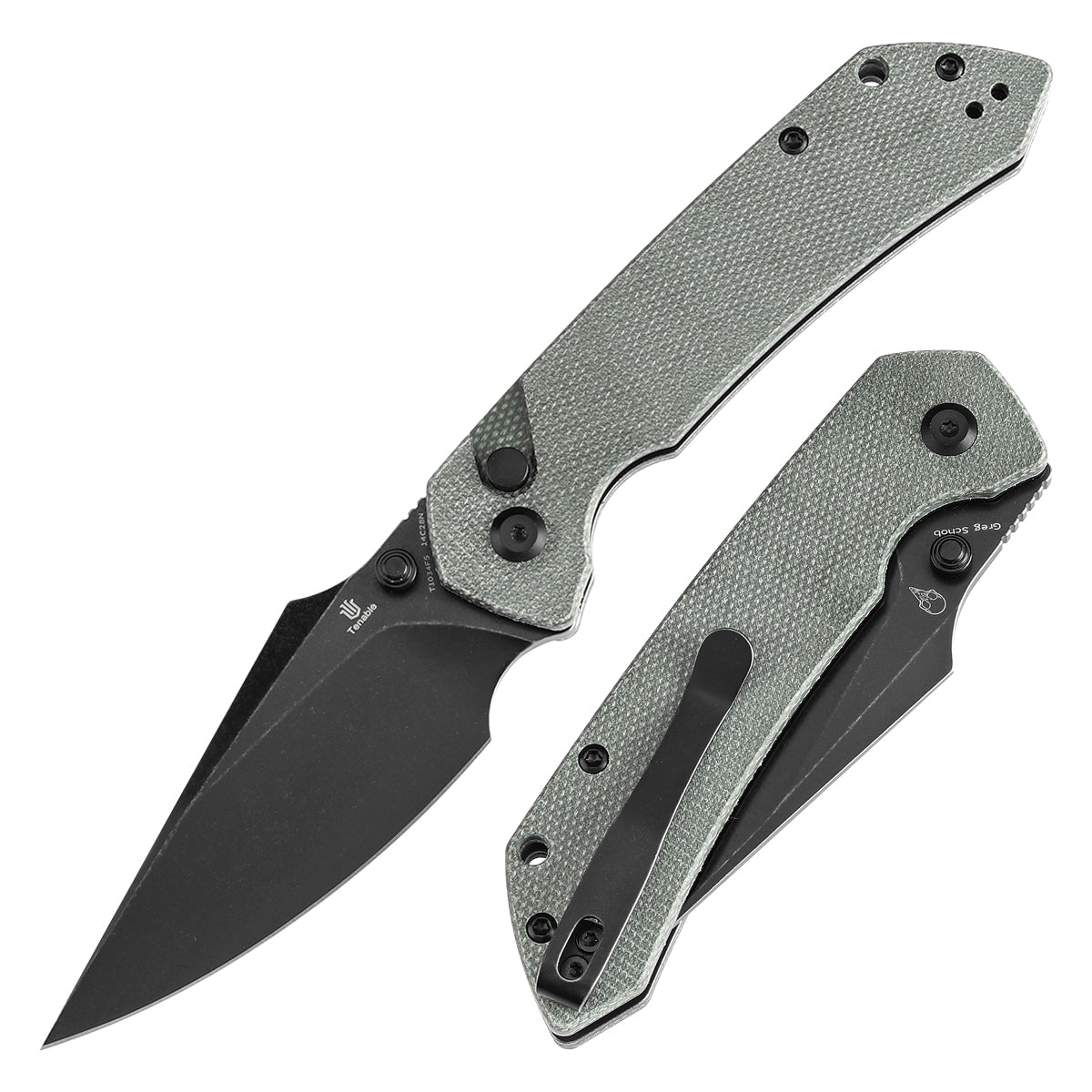 Tenable Fenrir T1034F5 front view – 3.45" blackwash 14C28N harpoon folding knife