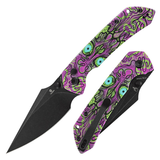 Tenable Fenrir T1034F7 front view – 3.45" blackwash 14C28N harpoon folding knife
