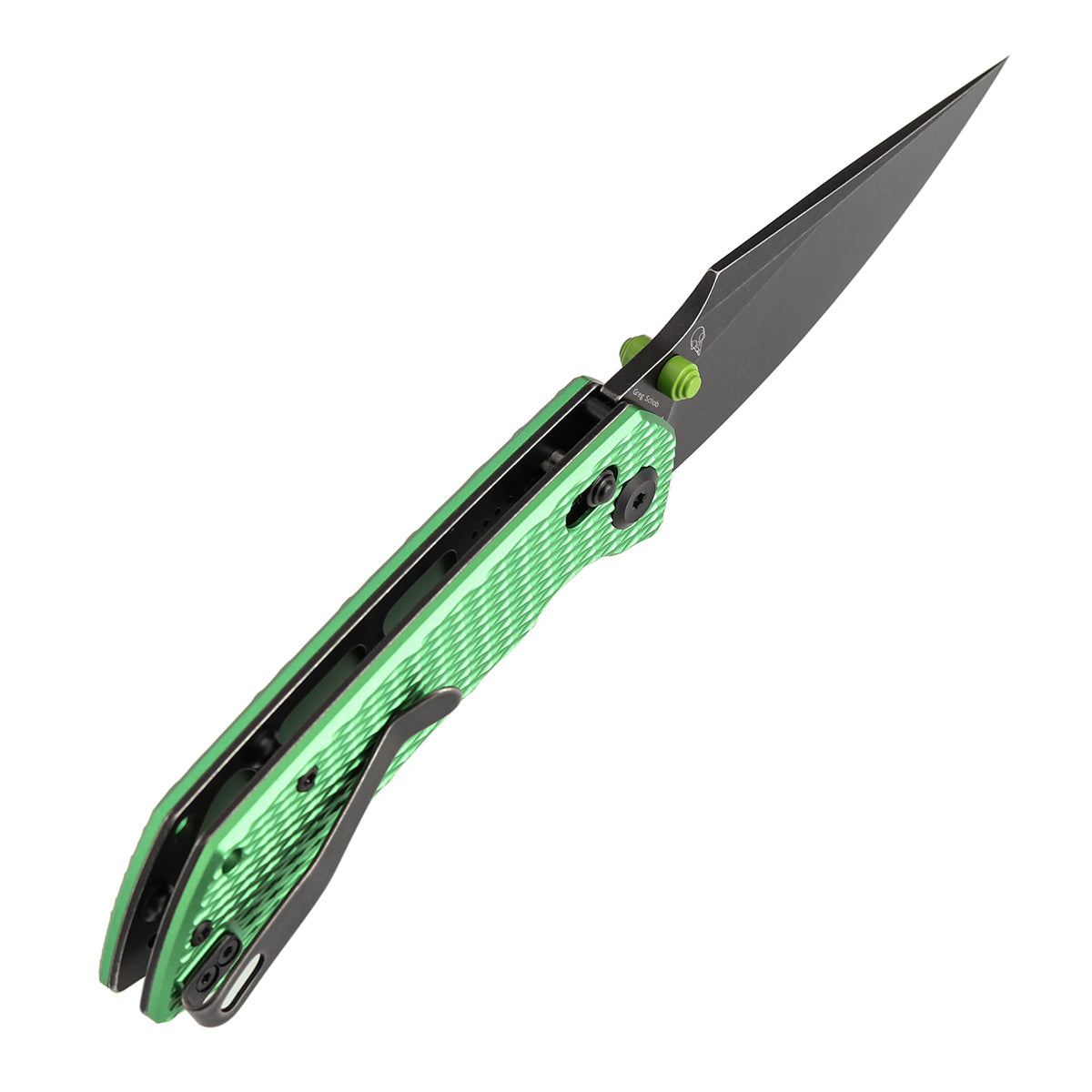Tenable Fenrir T1034V16 green anodized aluminum diamond pattern handle scales