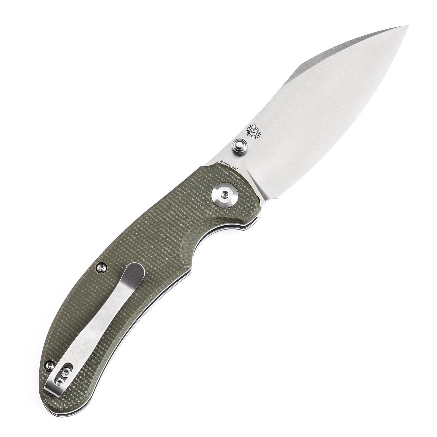 Tenable Nesstreet T1039F4 blade detail – satin 14C28N drop point
