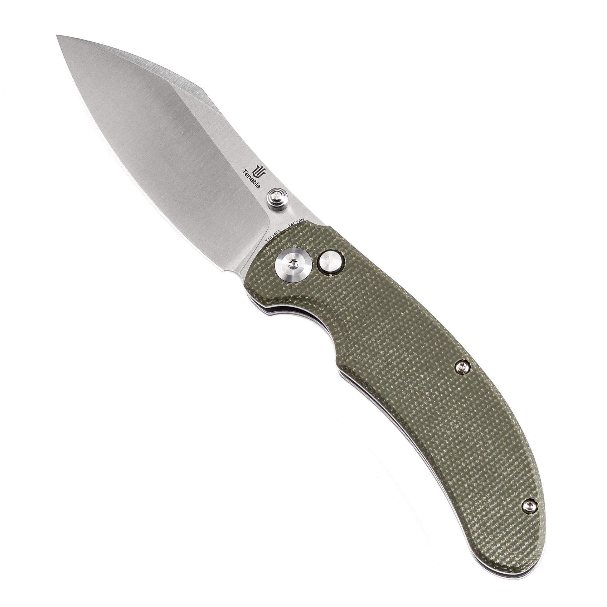 Tenable Nesstreet T1039F4 green Micarta handle scales